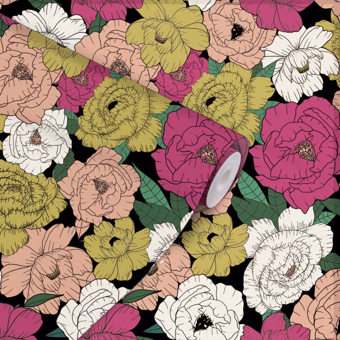 Papel de Parede Peônias de Cores Crie Paredes