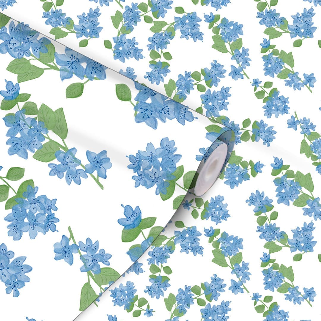 Papel de Parede Toque de Flor Azul Crie Paredes