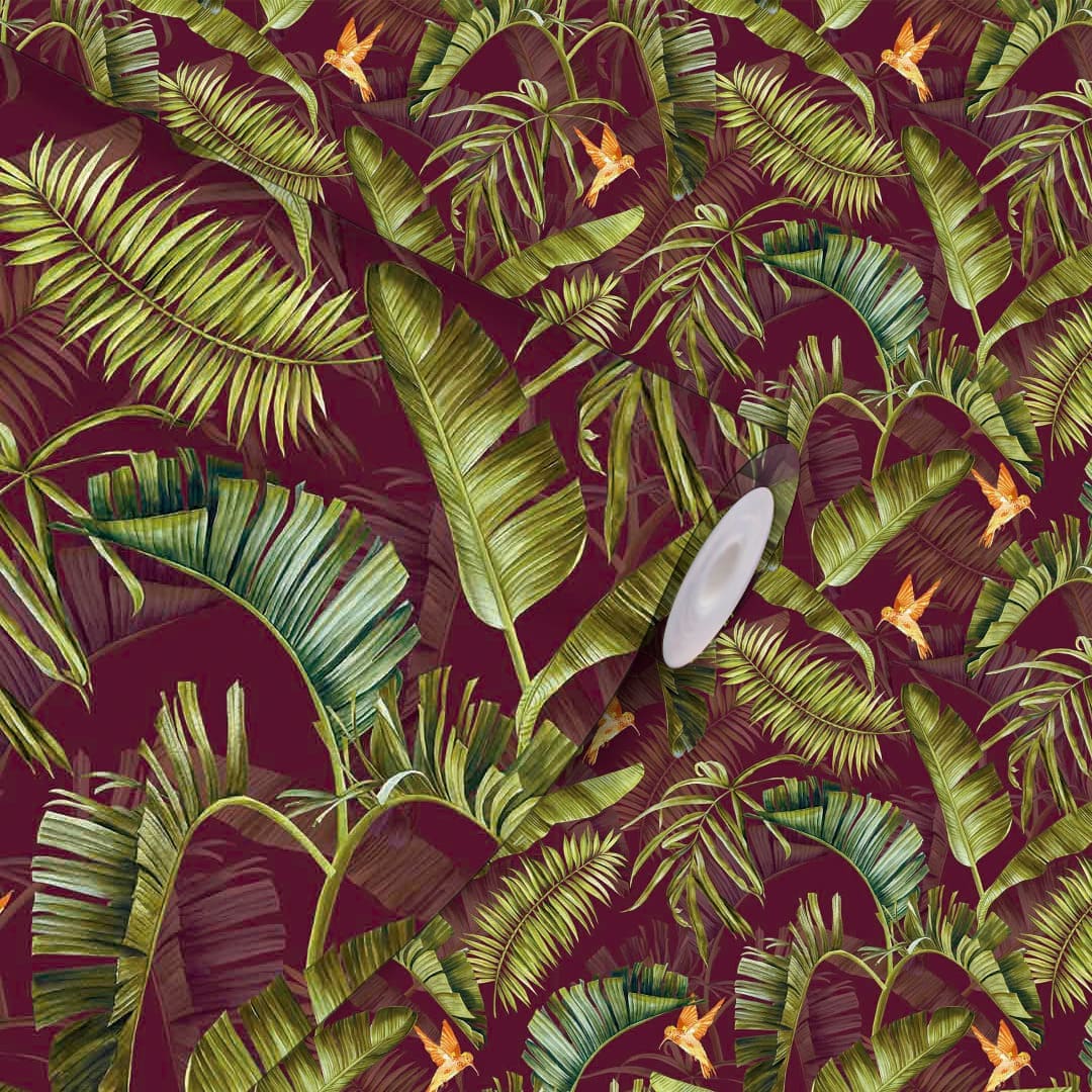 Papel de Parede Botânica Vinho Crie Paredes