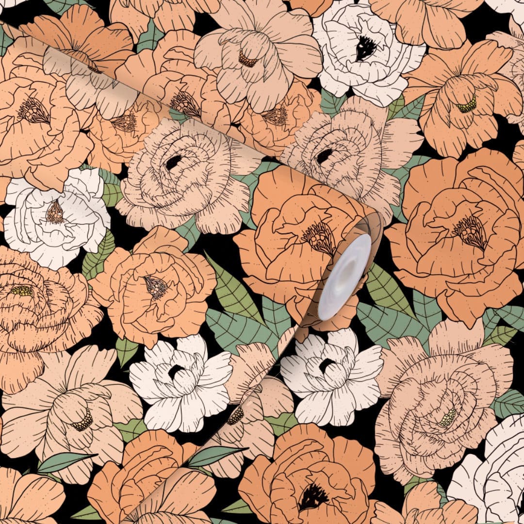 Papel de Parede Peônias de Pêssego Crie Paredes