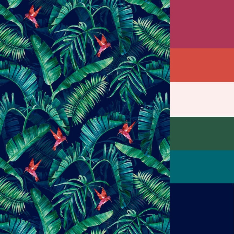 Papel de Parede Botânica Azul Marinho Crie Paredes