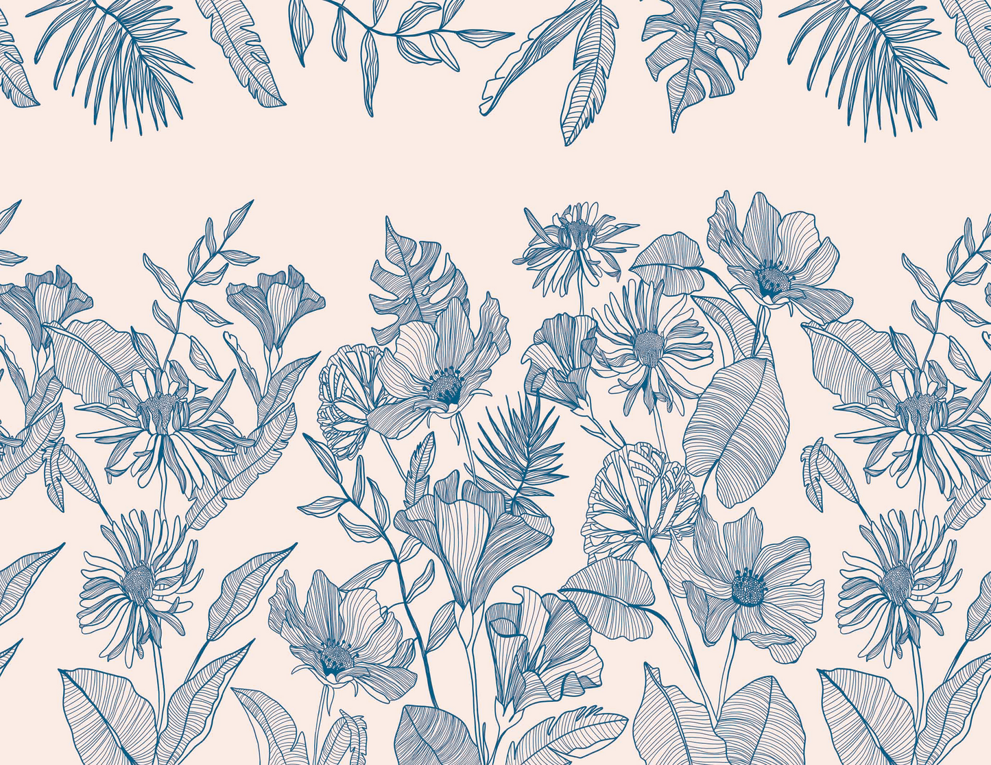 Mural de Parede Traços da Natureza Azul Crie Paredes