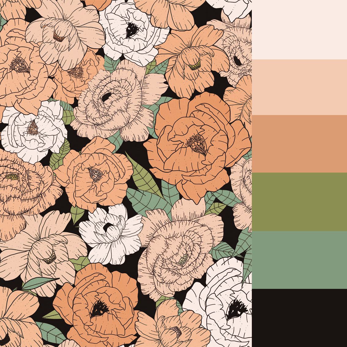 Papel de Parede Peônias de Pêssego Crie Paredes