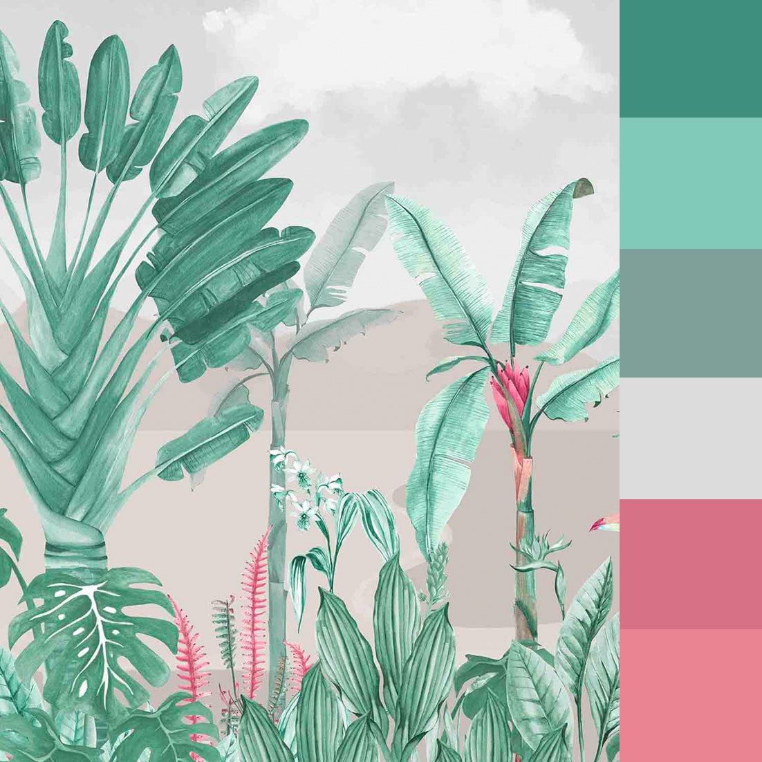 Mural de Parede Oásis Verde Água Crie Paredes