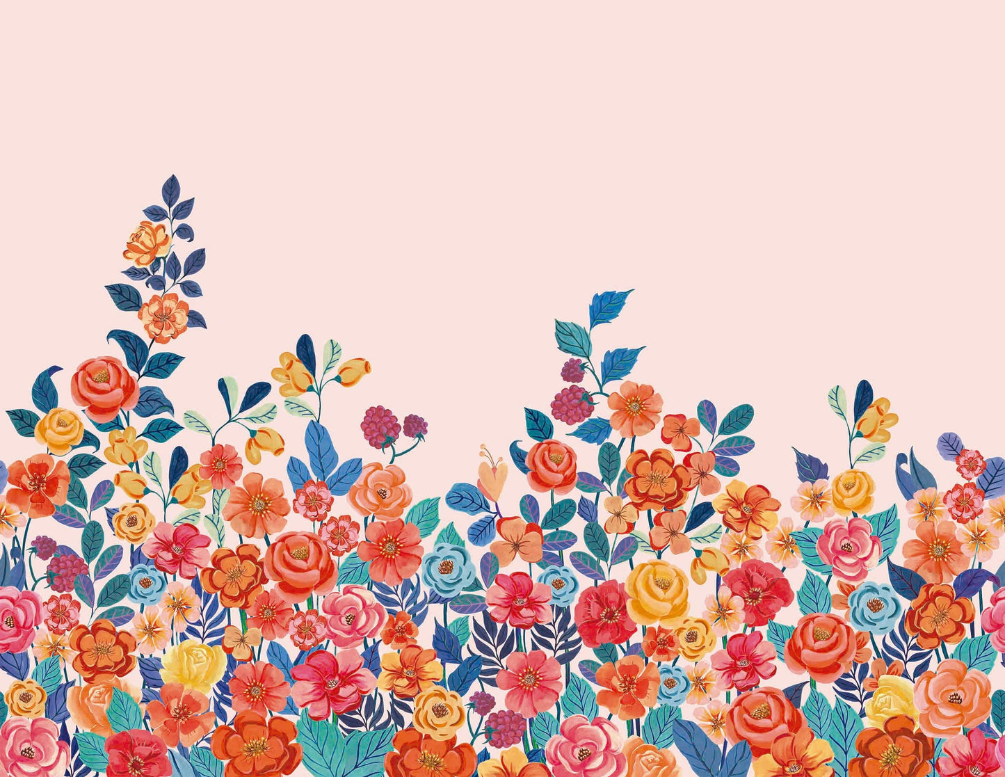 Mural de Parede Jardim de Cores Rosa Crie Paredes