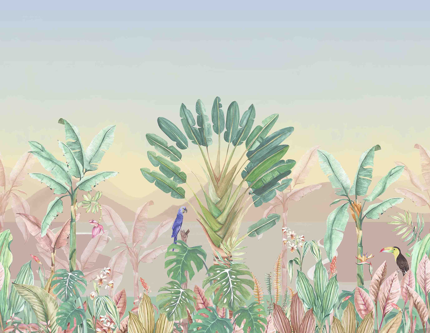 Mural de Parede Oásis Pôr do Sol Crie Paredes