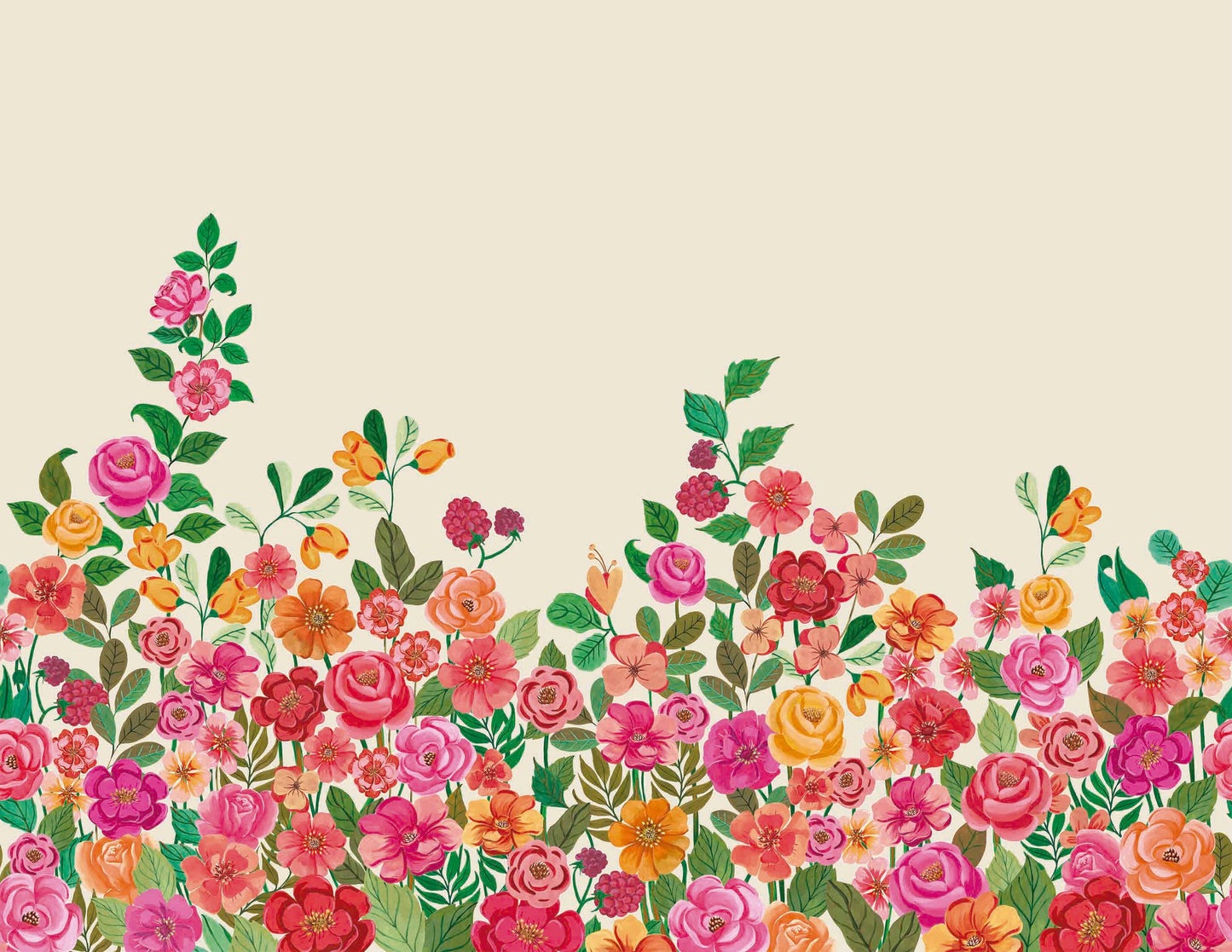 Mural de Parede Jardim de Cores Off White Crie Paredes