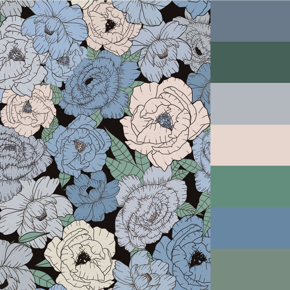 Amostra do Papel de Parede Peônias de Azul Crie Paredes