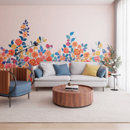 Mural de Parede Jardim de Cores Rosa Crie Paredes