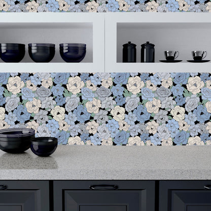 Papel de Parede Peônias de Azul Crie Paredes