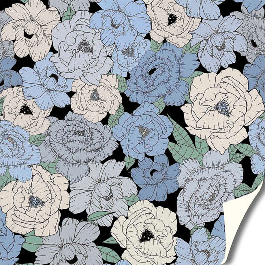 Papel de Parede Peônias de Azul Crie Paredes
