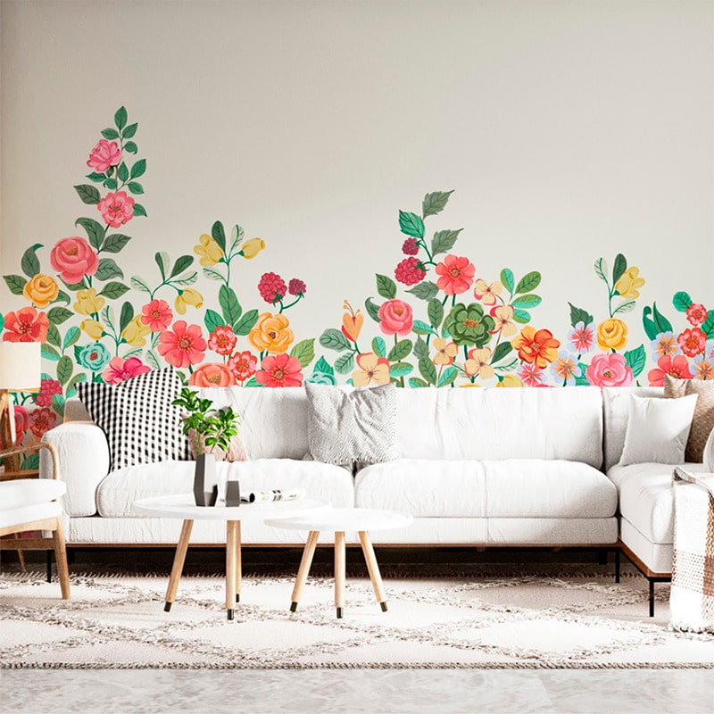 Mural de Parede Jardim de Cores Cinza Crie Paredes
