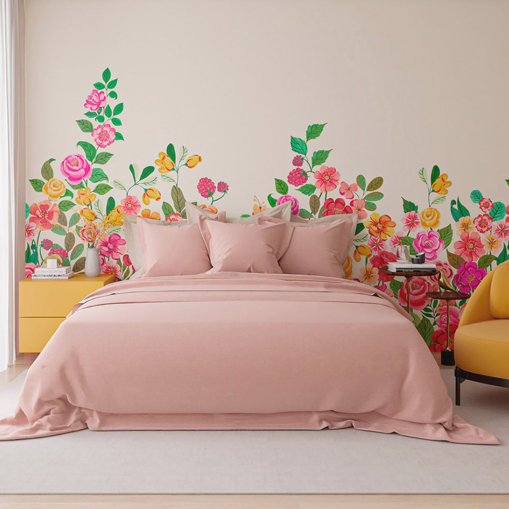 Mural de Parede Jardim de Cores Off White Crie Paredes