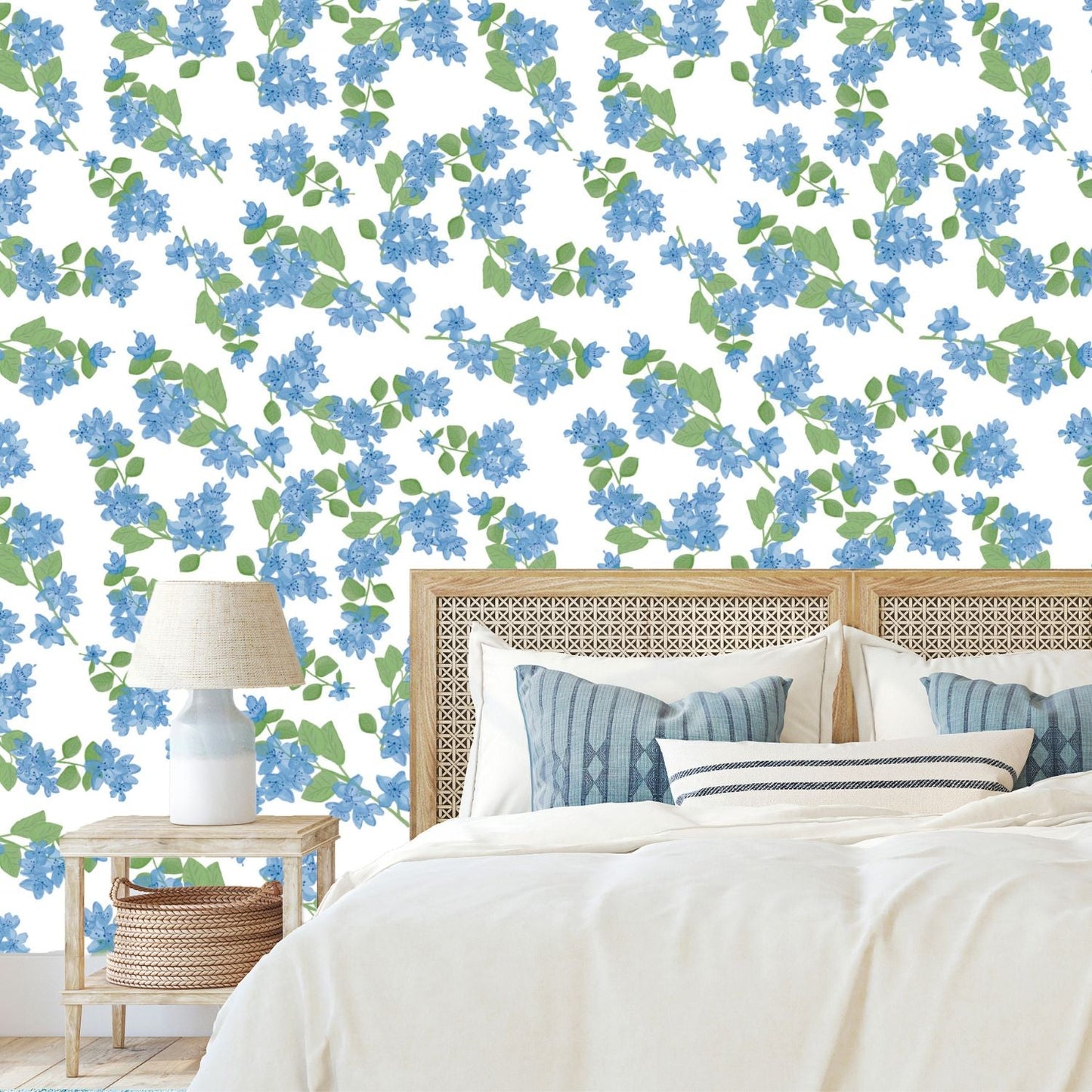 Papel de Parede Toque de Flor Azul Crie Paredes