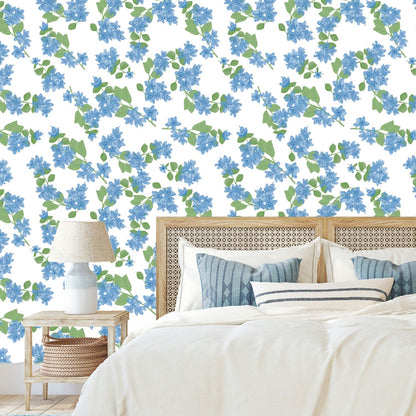 Papel de Parede Toque de Flor Azul Crie Paredes