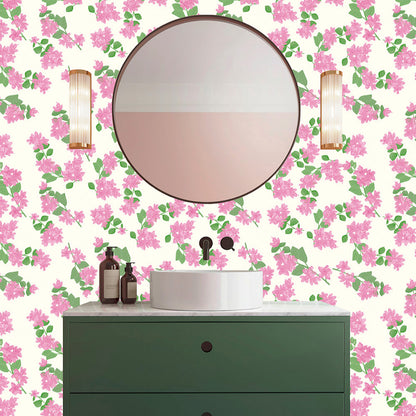 Papel de Parede Toque de Flor Rosa Crie Paredes